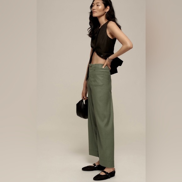 Anthropologie The Colette Cropped Wide Leg Pant: Linen Edition Size 28 NWT - Picture 3 of 15